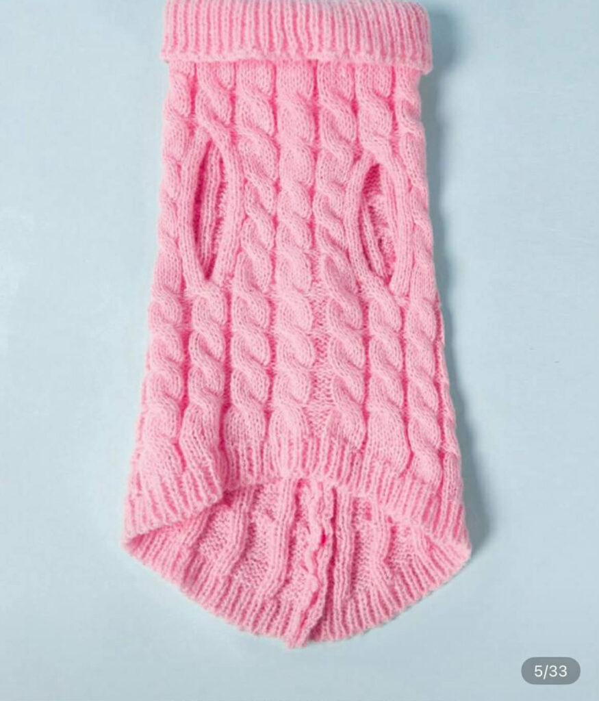 “Pink Cable Knit Turtleneck Sweater” Cozy Puppy Sweaters – Available in All Sizes! 🐾