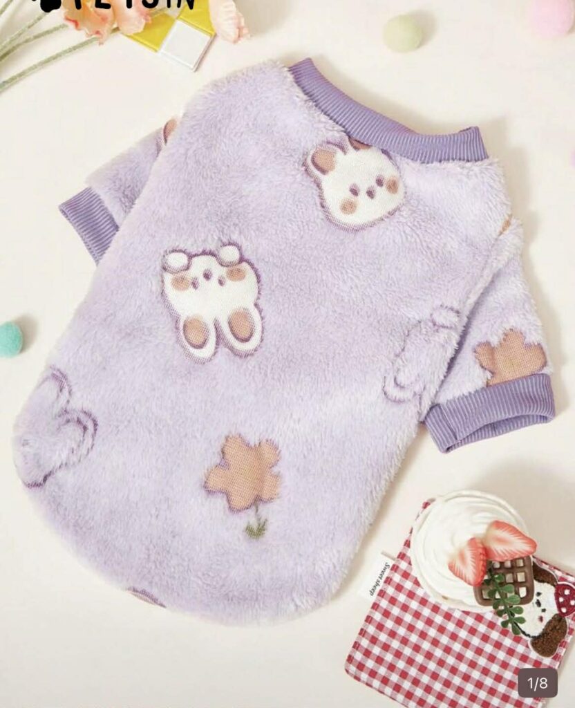 Lavender Bear Paw Fleece Sweater – Available in All Sizes! 🐾